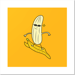 cute banana surfer Posters and Art